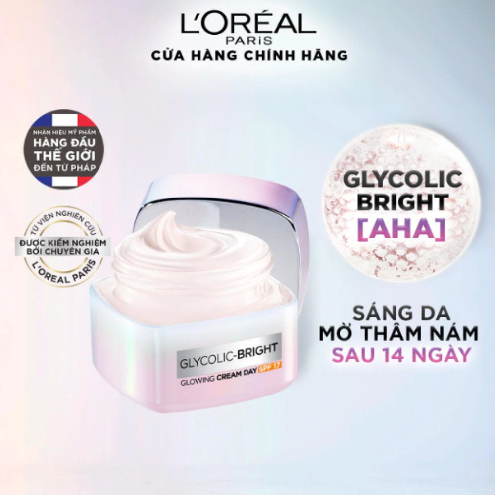 Kem ngày dưỡng sáng mờ thâm nám L'Oreal Paris Glycolic (AHA) Bright SPF 17 15ml - Ảnh 2